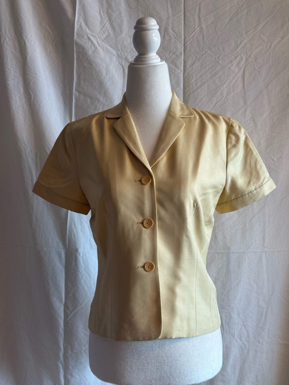Ann Taylor Silk Authentic Petite Light Yellow Silk Blouse